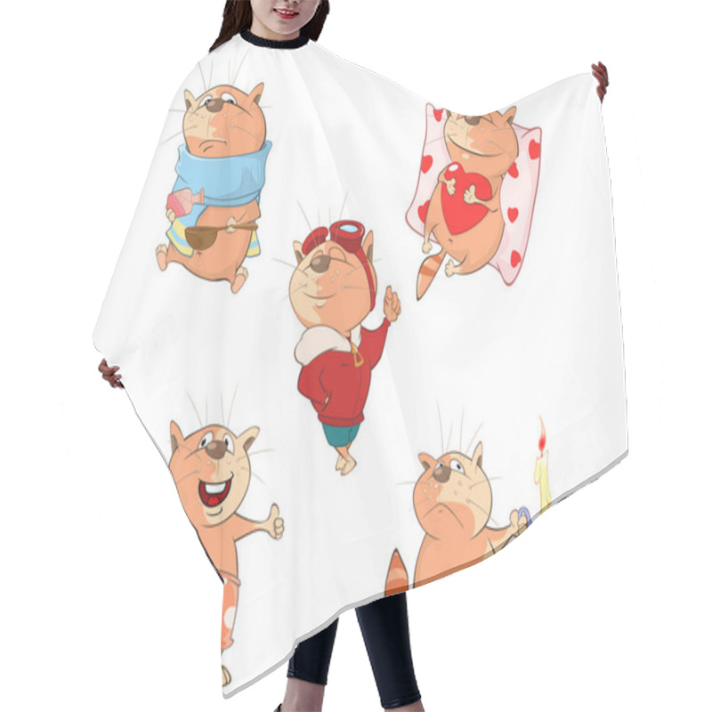 Personality  Set Of A Cute Cartoon Cats For You Design Hair Cutting Cape