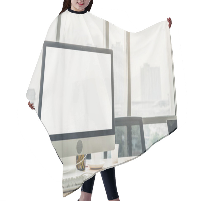 Personality  Empty Computer Monitor Screen For Design Mock Up Template Hair Cutting Cape