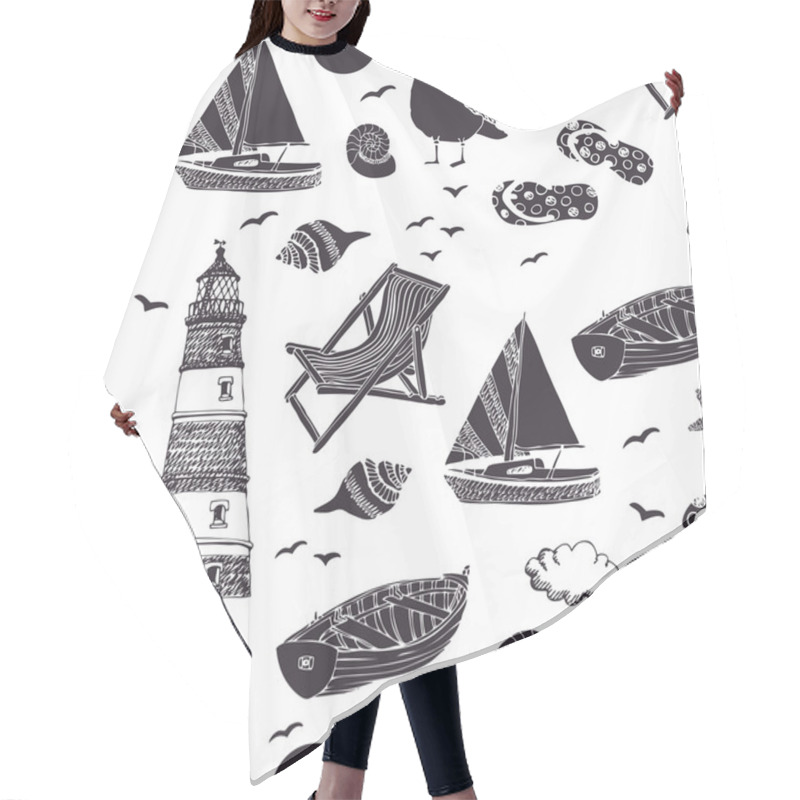 Personality  Sea Seamless Pattern Hair Cutting Cape