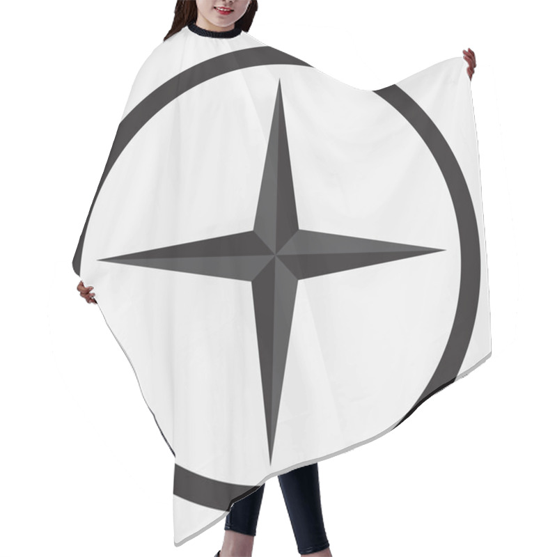 Personality  Compass Star Icon Monochrome Black White Hair Cutting Cape