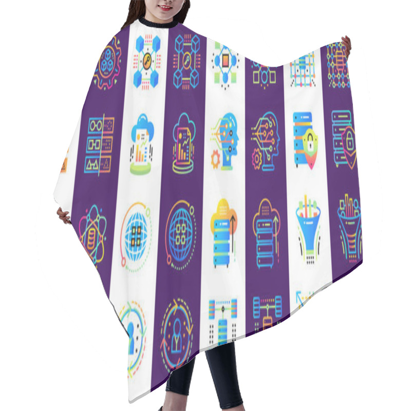 Personality  Flat Icon Set Of Data Science Technology And Machine Learning Pr Hair Cutting Cape