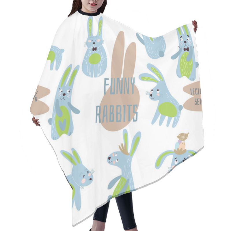 Personality  Funny Set- Ten Rabbits. Hair Cutting Cape