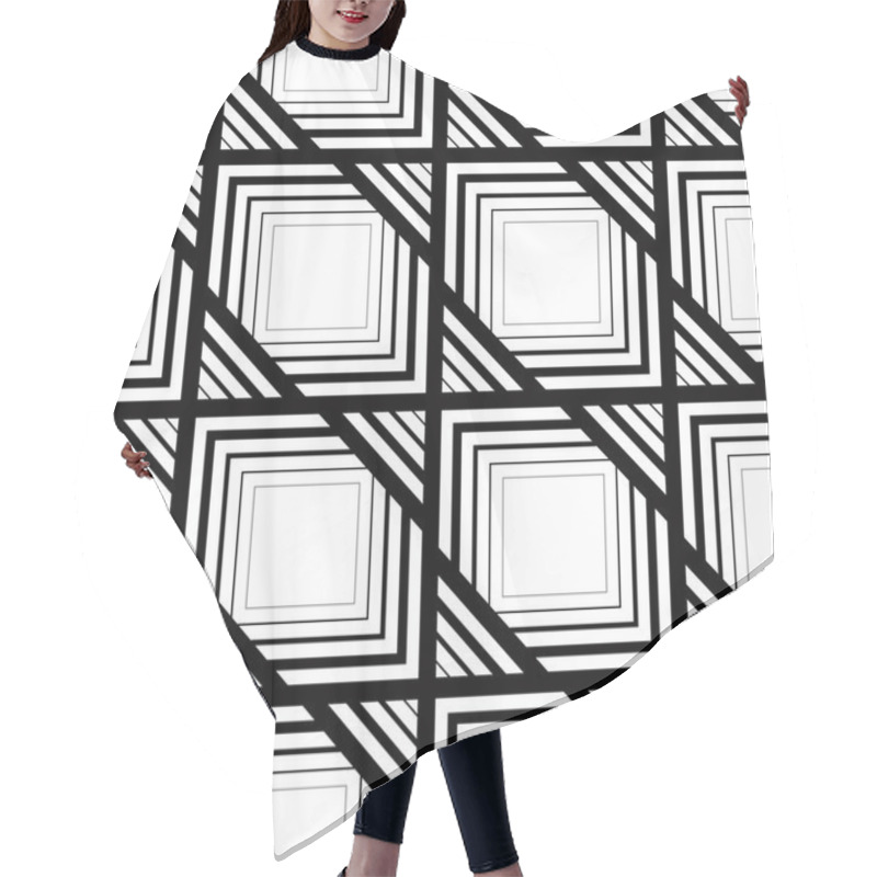 Personality  Seamless Black And White Pattern, Simple Vector Stripes Geometri Hair Cutting Cape