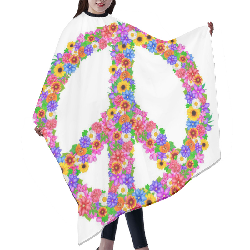 Personality  Floral Peace Symbol Hair Cutting Cape