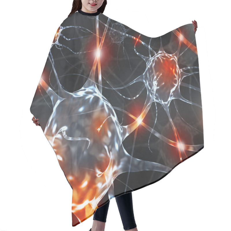 Personality  3d Rendering Illustration Of Neurons. Hair Cutting Cape