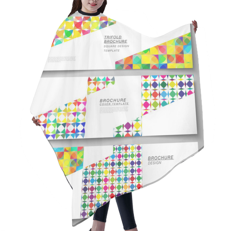 Personality  The Minimal Vector Layout Of Square Format Covers Design Templates For Trifold Brochure, Flyer, Magazine. Abstract Background, Geometric Mosaic Pattern With Bright Circles, Geometric Shapes Design. Hair Cutting Cape