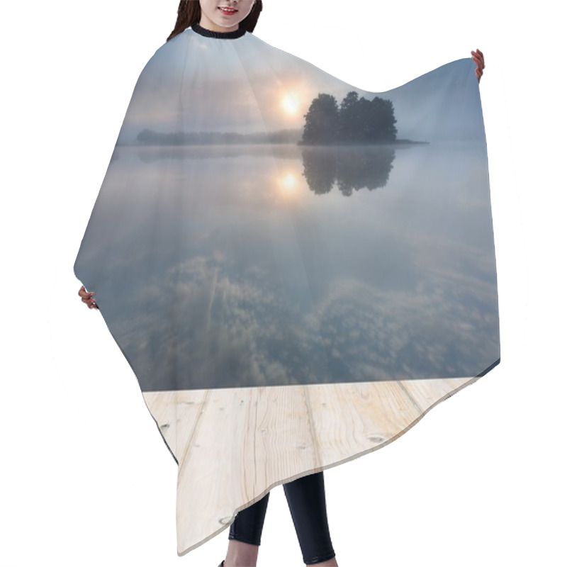 Personality  Beautiful Sunrise Over Lake. Hair Cutting Cape