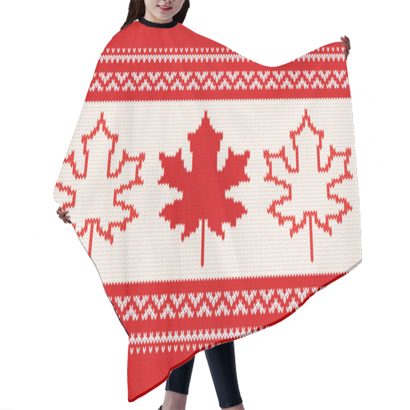 Personality  Seamless Knitting Pattern - Maple Leaves And Ornamental Stripes Hair Cutting Cape