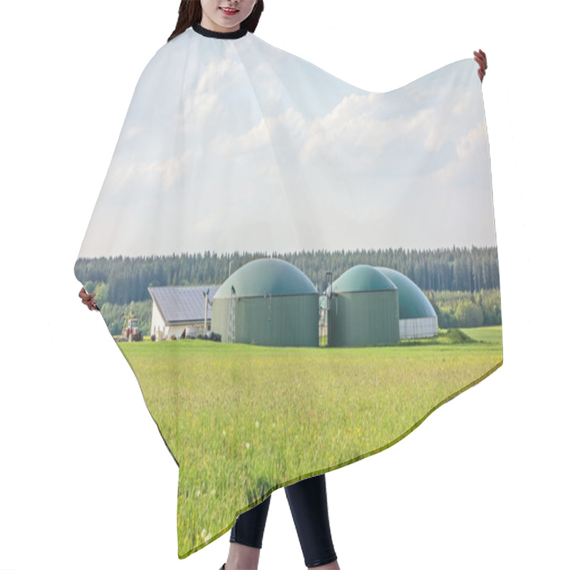 Personality  Biogas Plant On Green Meadow Hair Cutting Cape