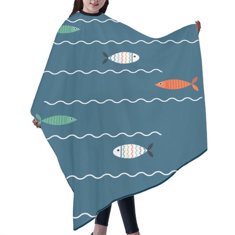 Personality  Fish On Waves Hair Cutting Cape