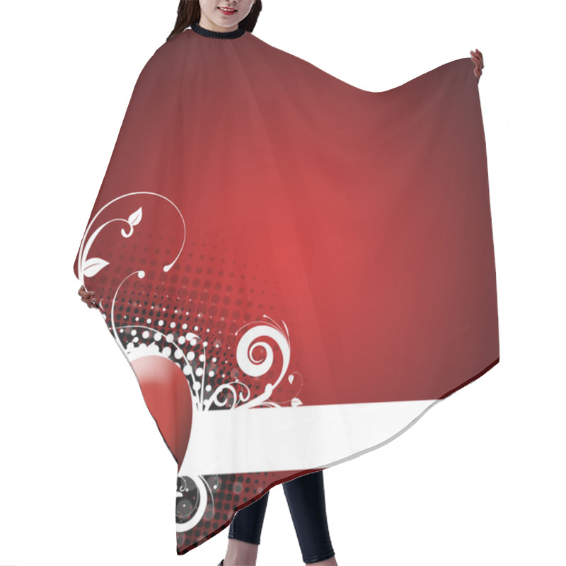 Personality  Red Background With Heart Hair Cutting Cape