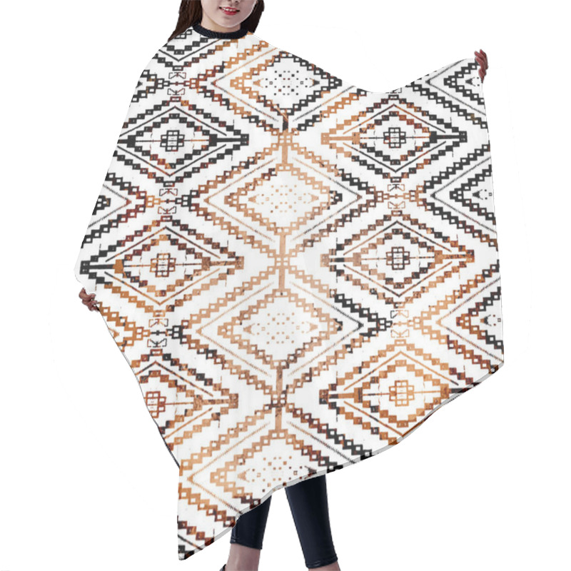 Personality  Geometric Boho Style Tribal Pattern With Distressed Texture And Effect Hair Cutting Cape