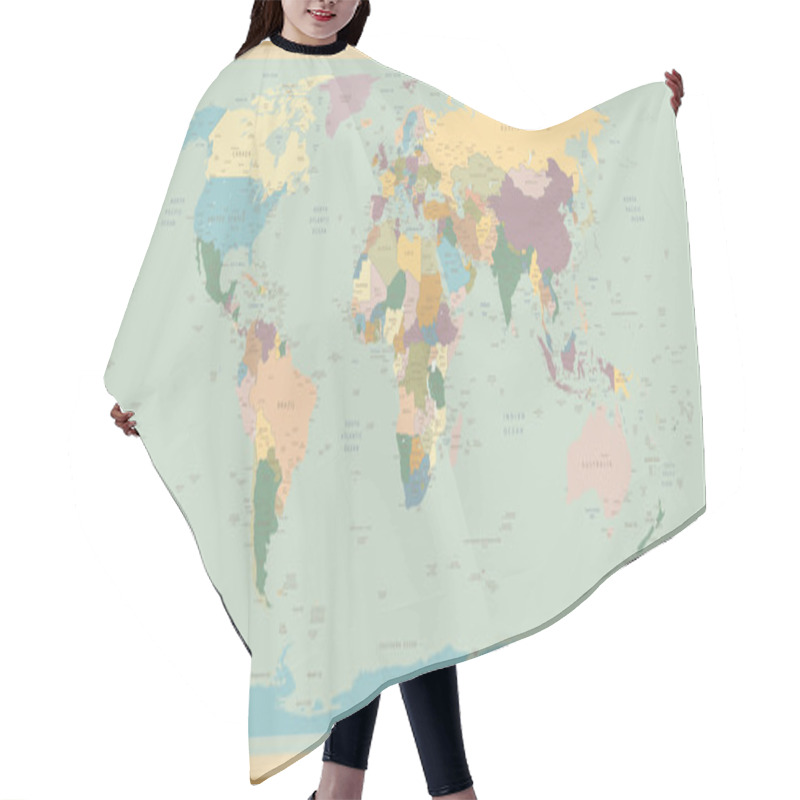 Personality  High Detail World Map. Hair Cutting Cape