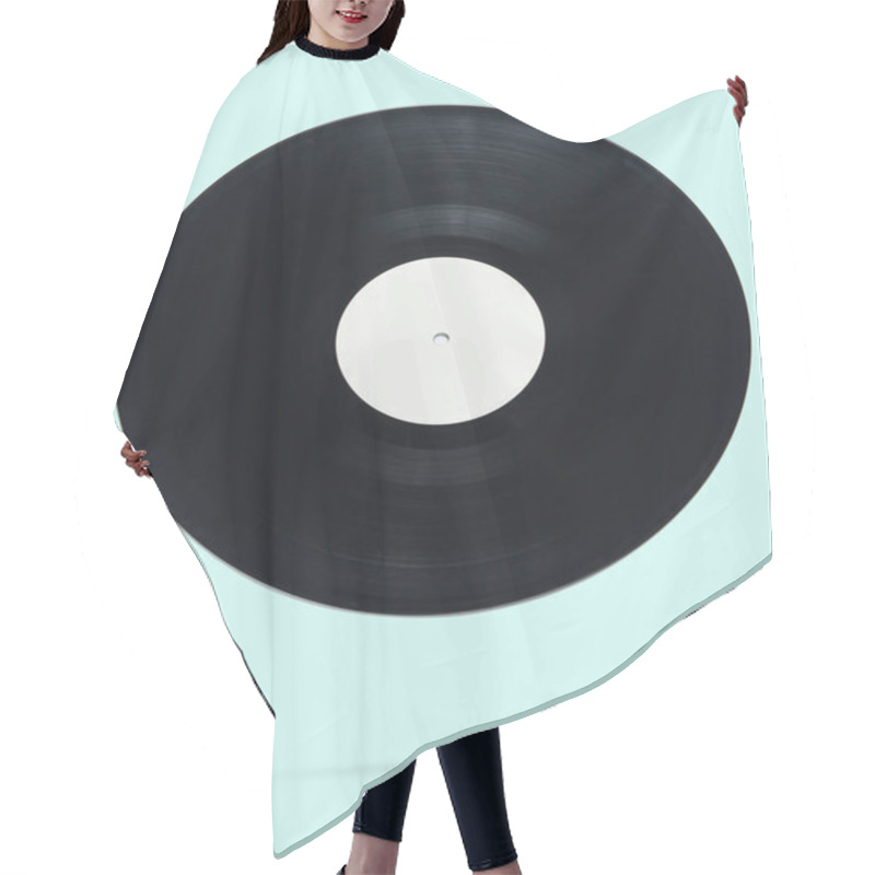 Personality  Retro Style Vinyl Record On Blue Pastel Background, Minimalism. Photo With Shadow Hair Cutting Cape