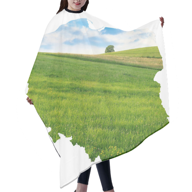 Personality  Poland Map With Green Meadow Background Hair Cutting Cape