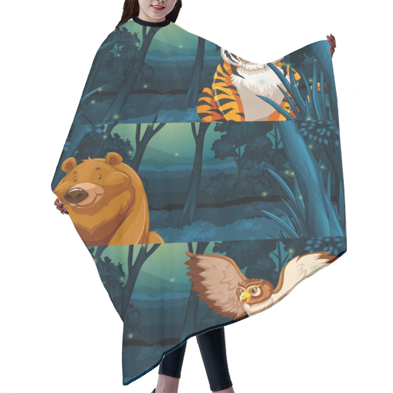 Personality  Wild Animals In The Woods At Night Hair Cutting Cape