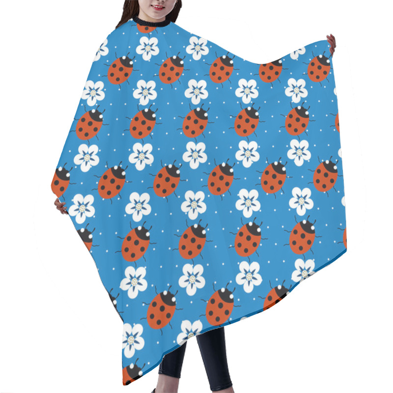 Personality  Ladybugs With Flowers Seamless Pattern Hair Cutting Cape