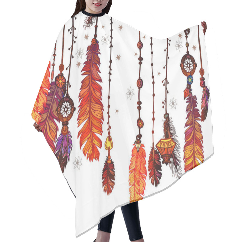 Personality  Seamless Border With Feathers And Crystals Hair Cutting Cape