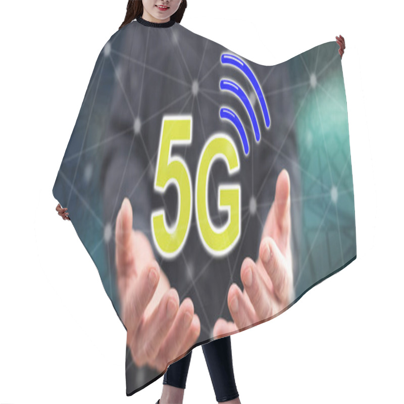 Personality  5g Concept Above The Hands Of A Man In Background Hair Cutting Cape