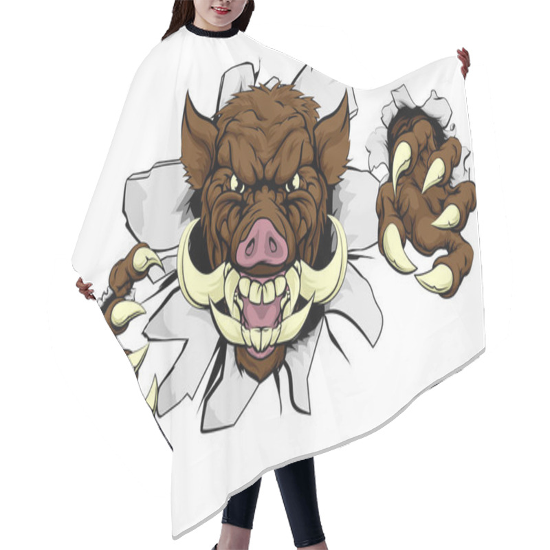 Personality  Boar Mascot Illustartion Hair Cutting Cape