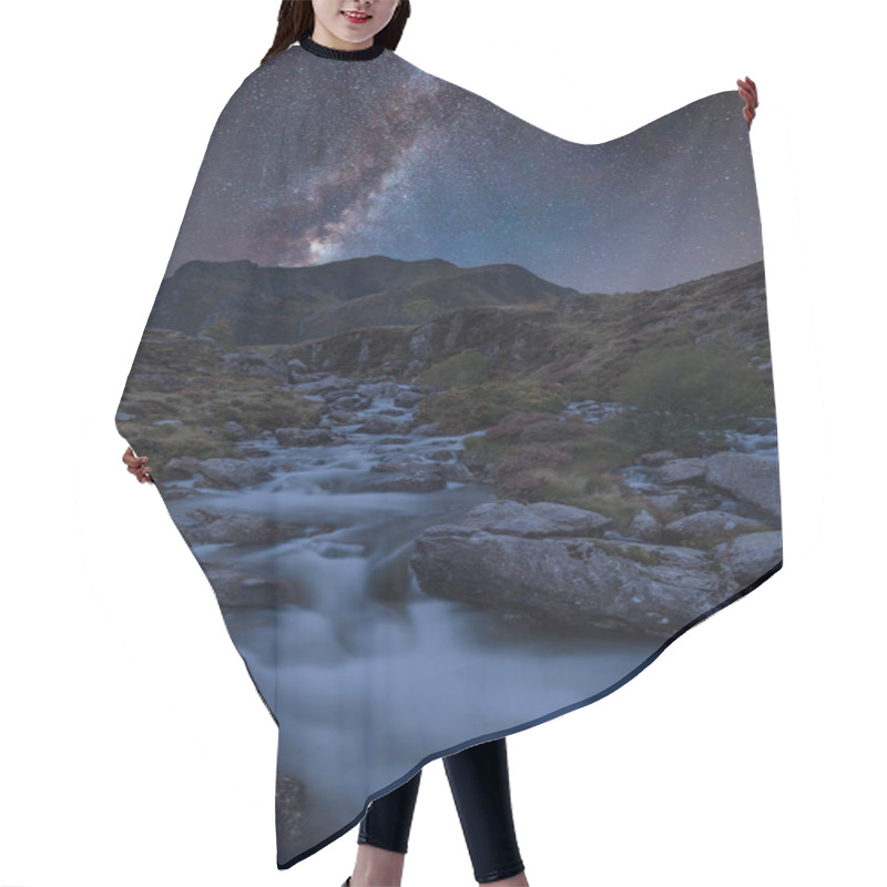 Personality  Stunning Vibrant Milky Way Composite Image Over Landscape Image Of River Flowing Down Mountain Range Near Llyn Ogwen And Llyn Idwal In Snowdonia Hair Cutting Cape