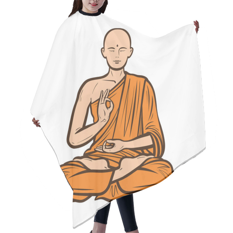 Personality  Buddhist In Orange Robe. Buddha, Buddhism Concept. Cartoon Vector Illustration Hair Cutting Cape