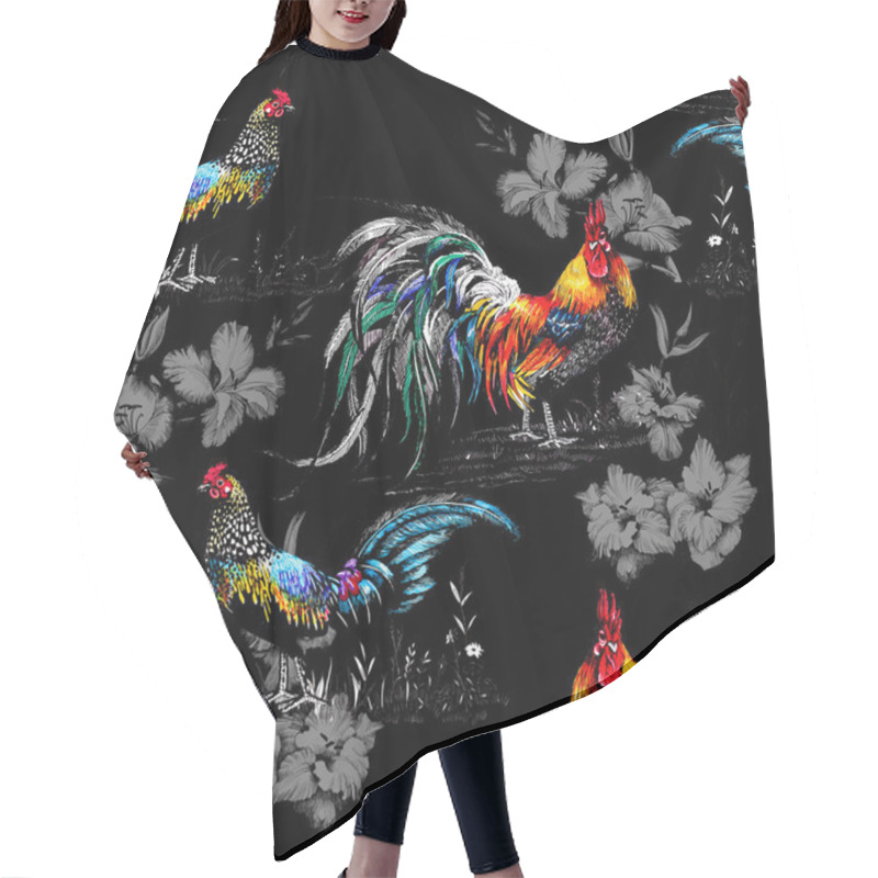 Personality  Farm Roosters Pattern Hair Cutting Cape