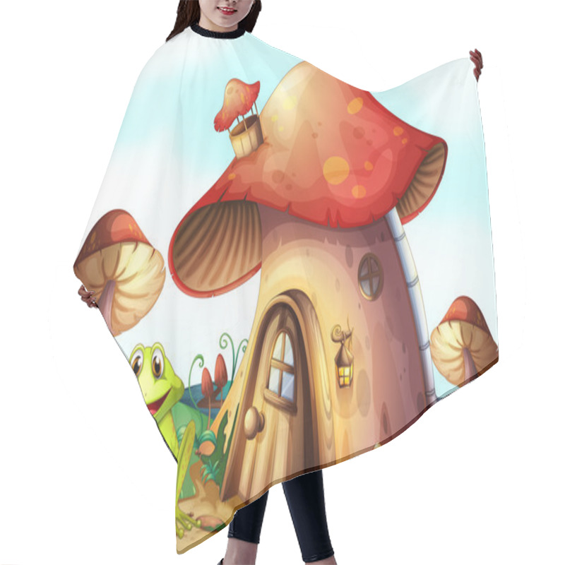 Personality  A Frog Beside A Mushroom House Hair Cutting Cape