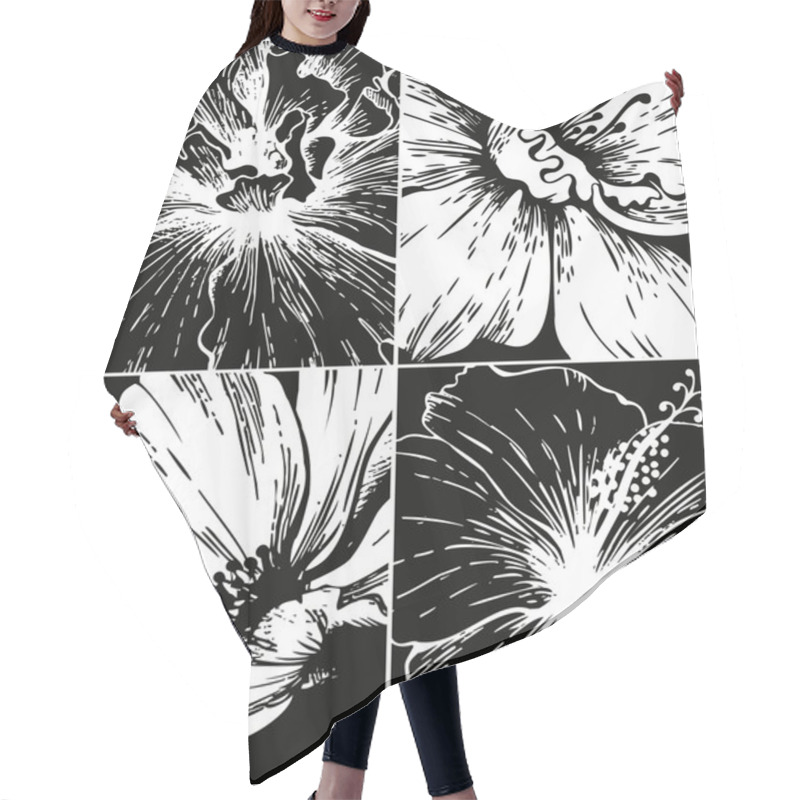 Personality  Set Of Floral Graphic Backgrounds Hair Cutting Cape