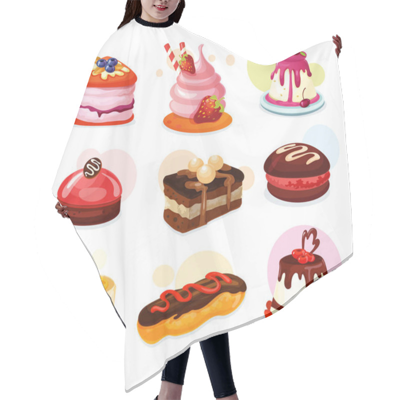 Personality  Set Of Isolated Cake Piece Or Biscuit, Jelly Hair Cutting Cape