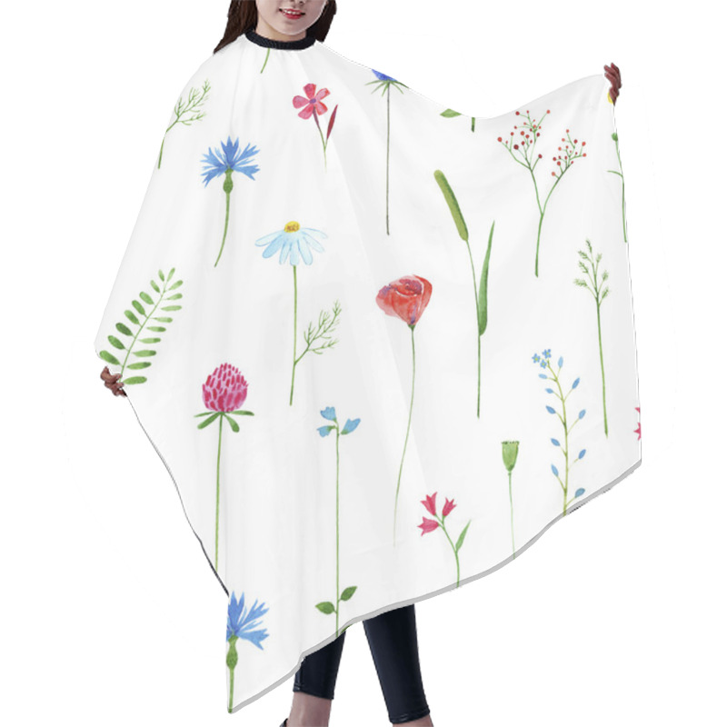 Personality  Floral Seamless Pattern With Meadow Flowers. Hair Cutting Cape