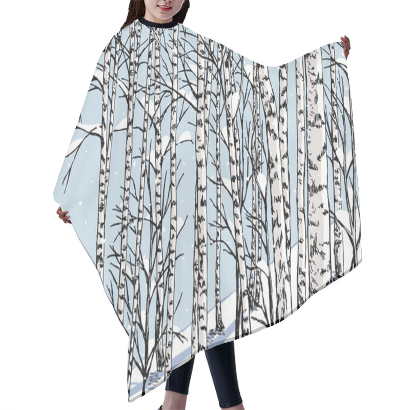 Personality  Birch Grove In The Winter Hair Cutting Cape