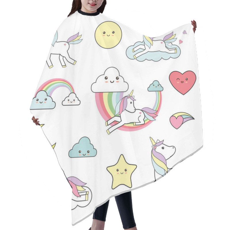 Personality  Cute Vector With Unicorn Elements - Kawaii Style Hair Cutting Cape