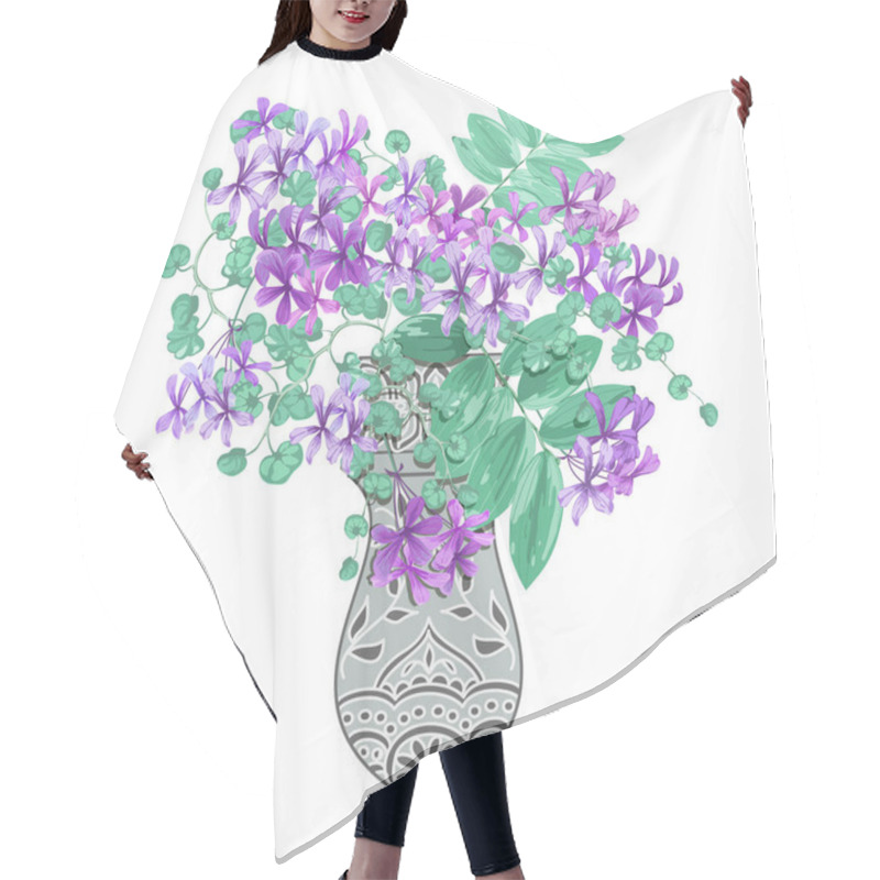 Personality  Huge Floral Bunch With Exotic Flowers And Tropical Leaves. Hair Cutting Cape