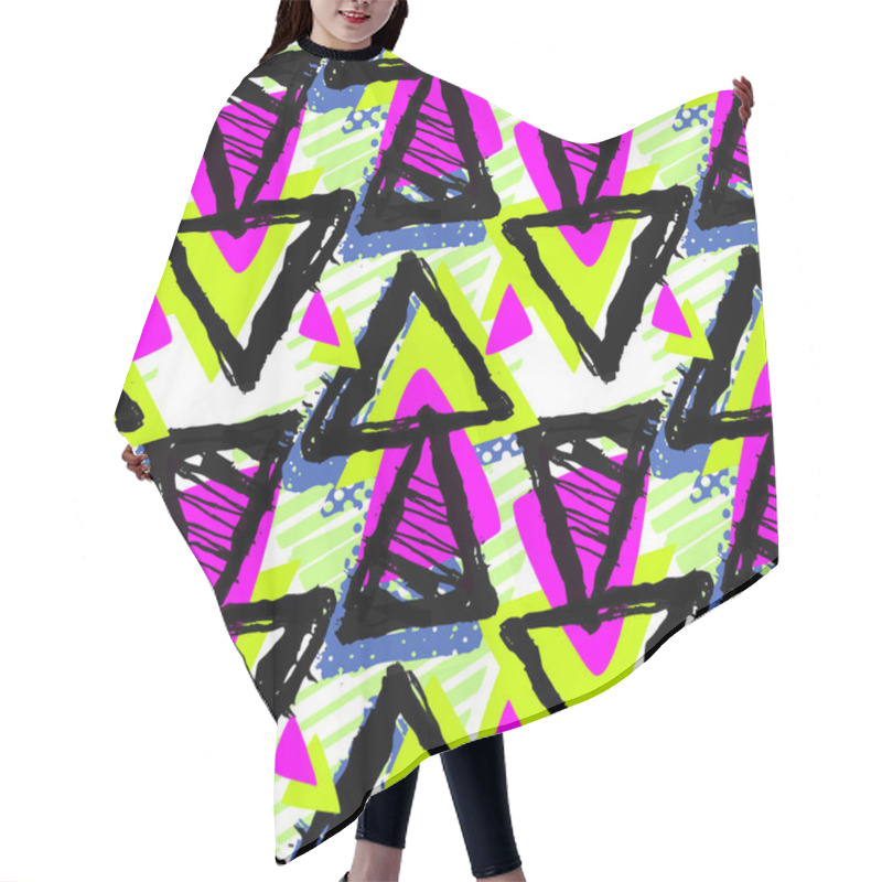 Personality  Abstract Urban Seamless Funky Geometric Pattern With Acrylic Blo Hair Cutting Cape