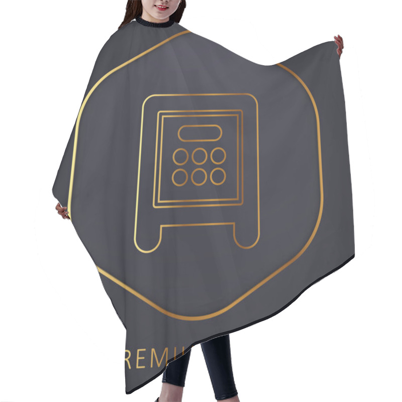 Personality  Bank Safe Box Golden Line Premium Logo Or Icon Hair Cutting Cape