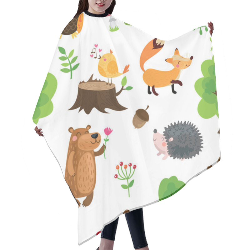 Personality  Cartoon Forest Animals Pattern Hair Cutting Cape