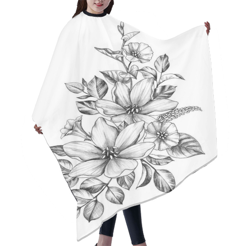 Personality  Hand Drawn Bunch With Flowers And Leaves Hair Cutting Cape