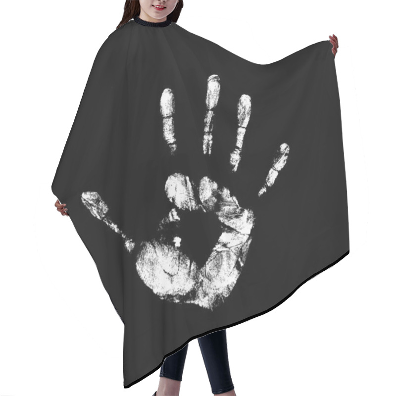 Personality  White Handprint On A Black Background Hair Cutting Cape