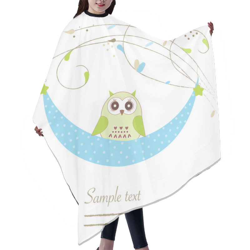 Personality  Newborn Baby Boy Cradle With Owl Baby Shower Greeting Card Hair Cutting Cape