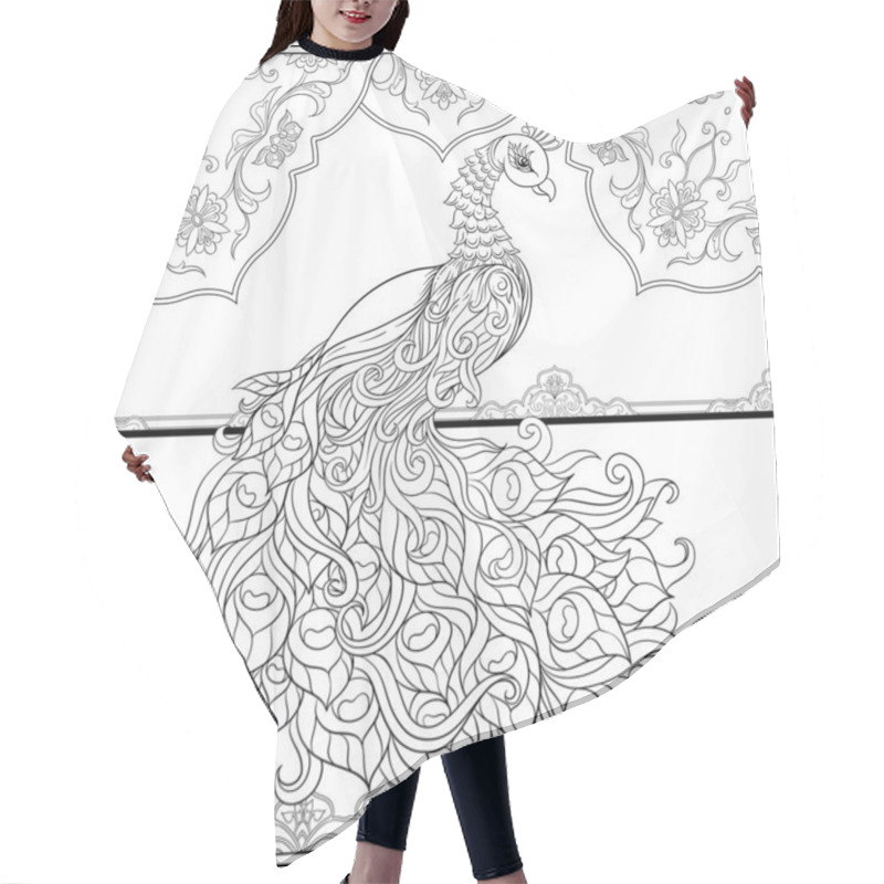 Personality  Peacock And Eastern Ethnic Motif, Traditional Muslim Ornament. Hair Cutting Cape