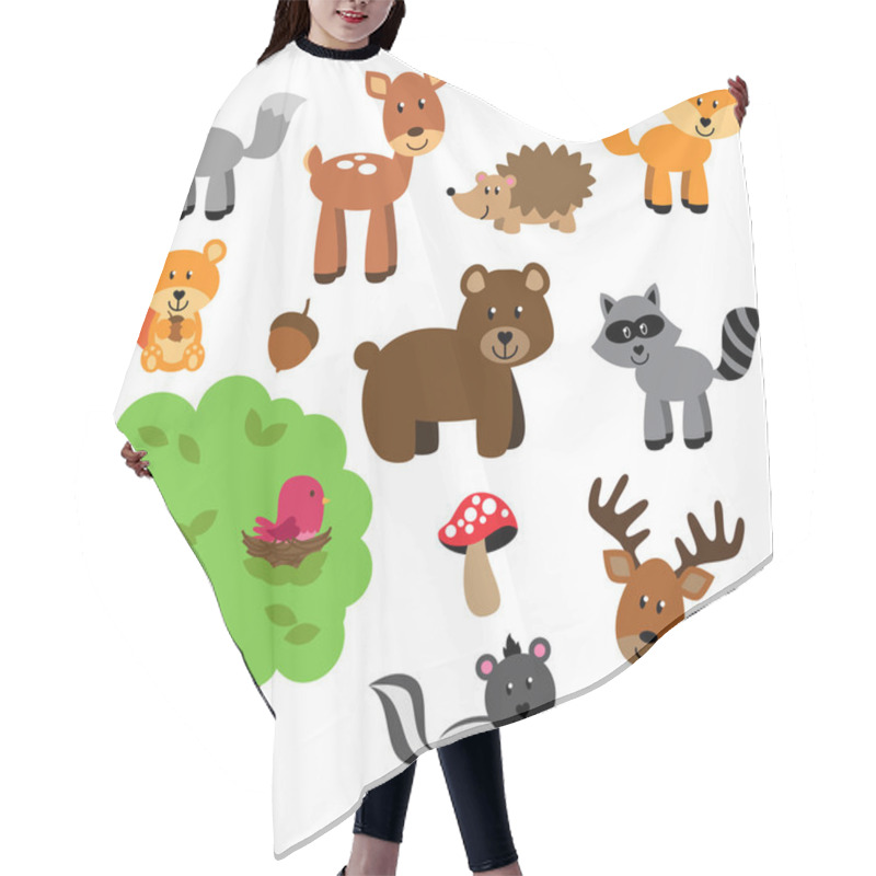 Personality  Vector Set Of Cute Woodland And Forest Animals Hair Cutting Cape