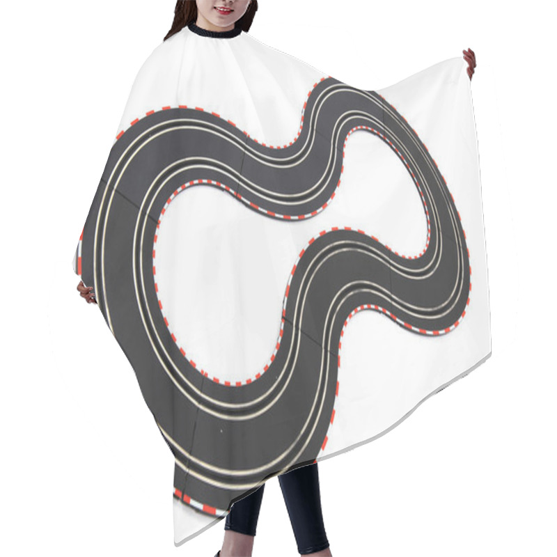 Personality  Track Race Toy Isolated On The White Background Hair Cutting Cape