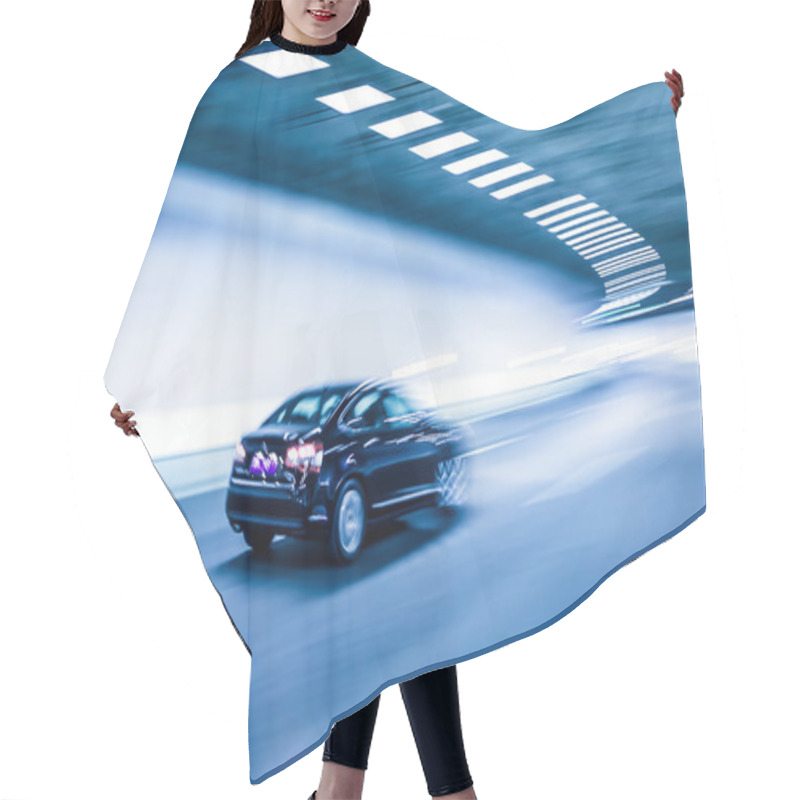 Personality  Interior Of An Urban Tunnel With Car,motion Blur Hair Cutting Cape