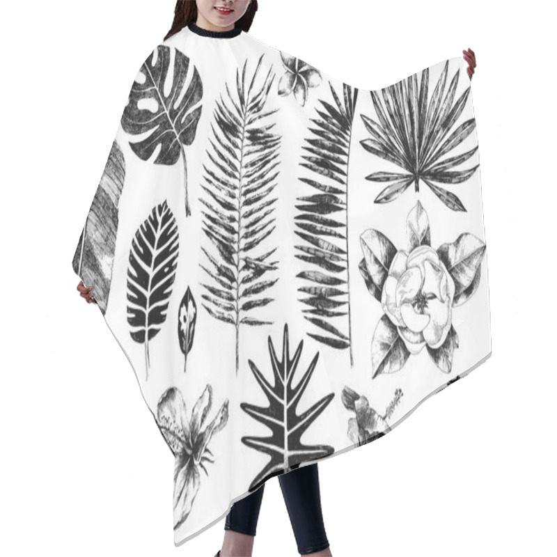 Personality  Tropical Leaves And Flowers Collection. Hair Cutting Cape