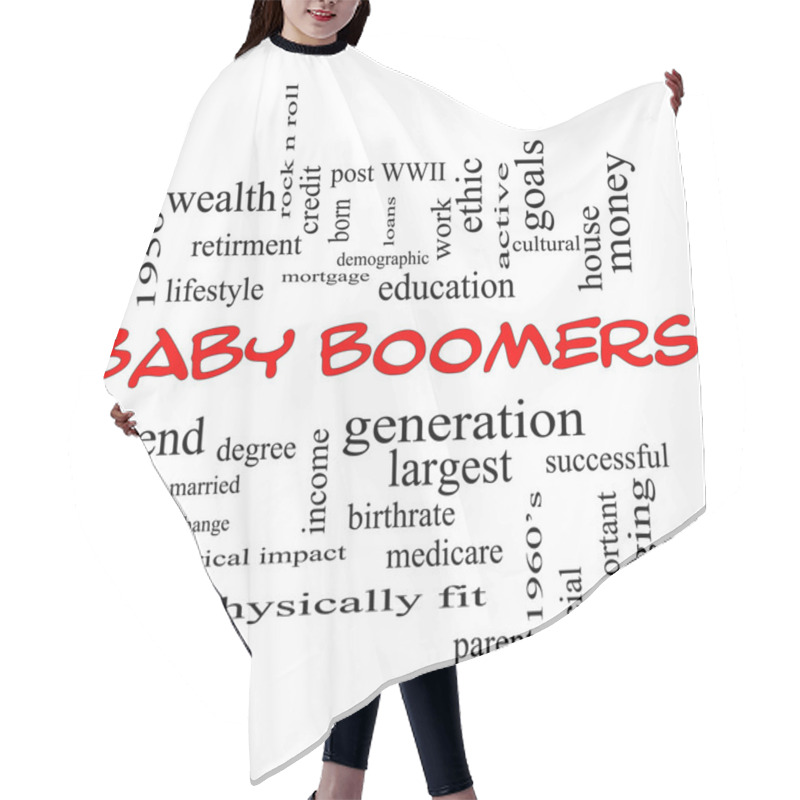 Personality  Baby Boomers Word Cloud Concept In Red Caps Hair Cutting Cape