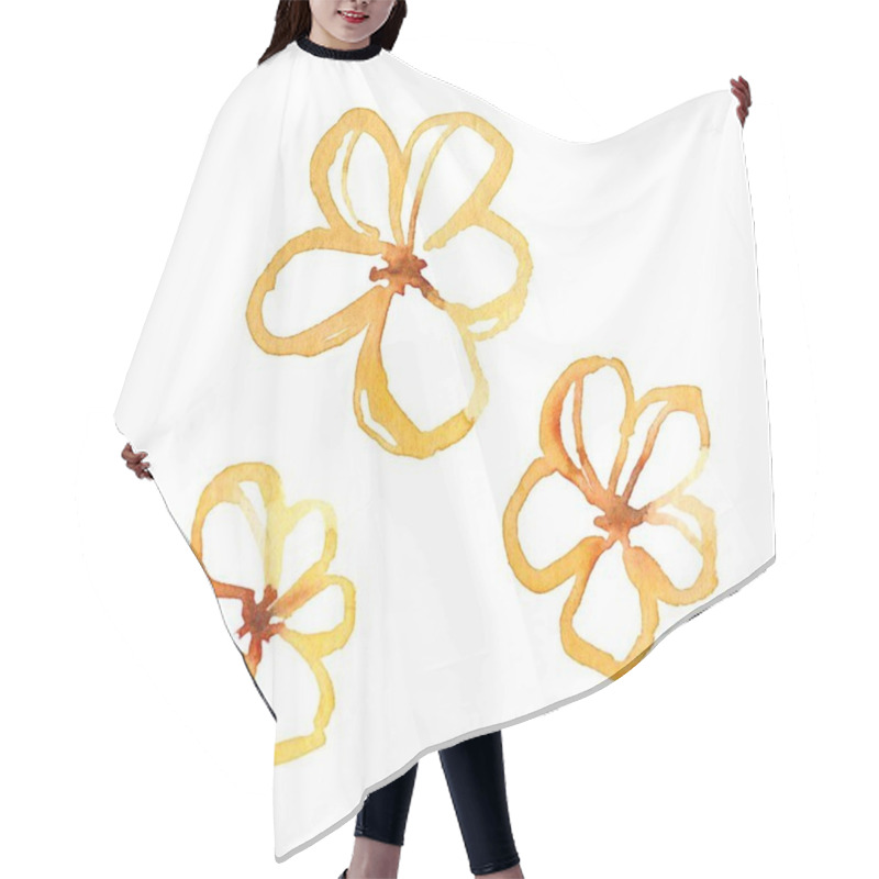 Personality  A Vibrant Illustration Featuring Three Handcrafted Yellow Outline Flowers, Showcasing Delicate Petals And Intricate Details, Perfect For Floral Designs, Invitations, And Wall Art. Hair Cutting Cape