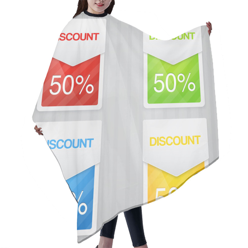 Personality  Discount Labels.   Vector Illustration  Hair Cutting Cape