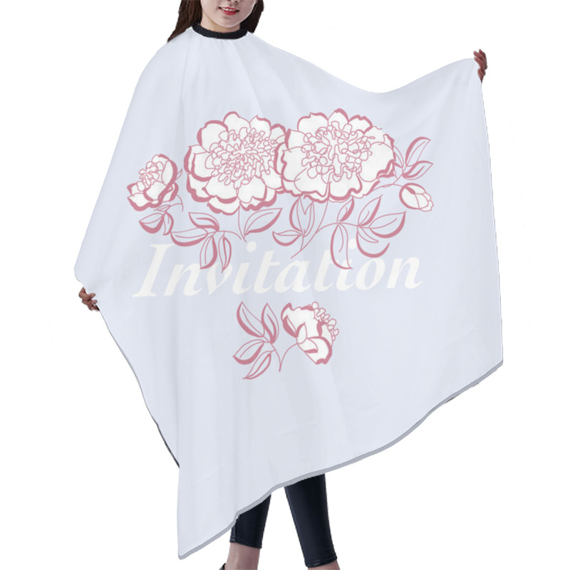 Personality  White Peony Floral Sketch. Spring Flower Vector Illustration. Bl Hair Cutting Cape