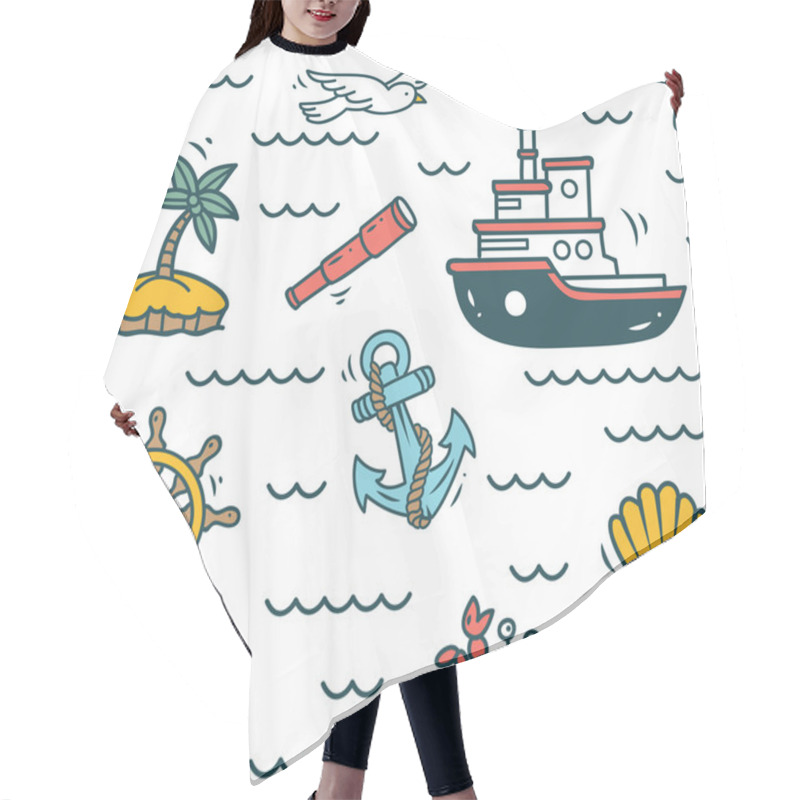 Personality  Cartoon Nautical  Background Hair Cutting Cape